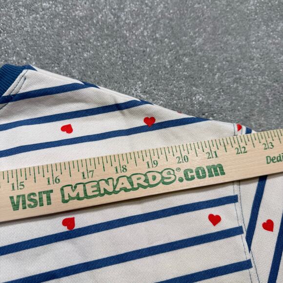 Pact NWT Scattered Hearts Slouchy Sweatshirt Striped Blue Sml Organic Valentines - Picture 12 of 12